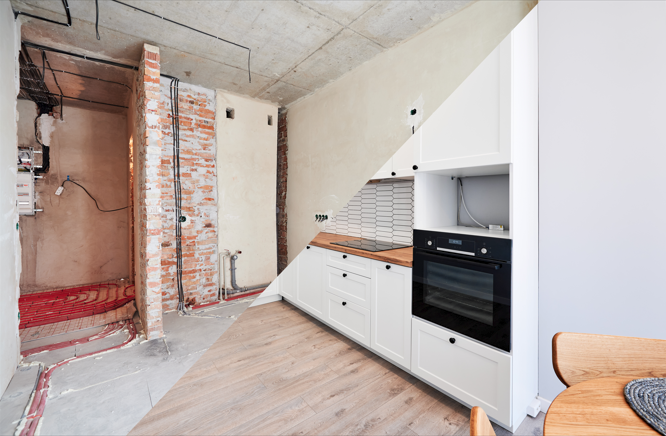 before and after images of a kitchen renovation