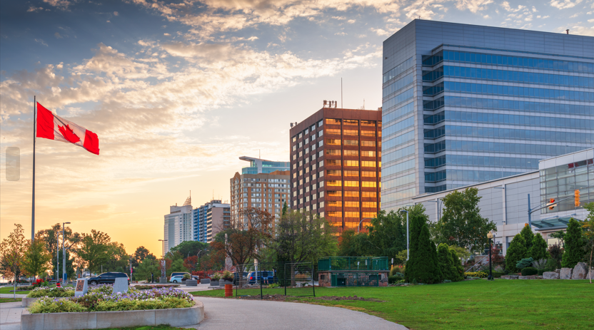 Large Canadian flag on the Windsor waterfront